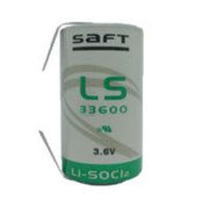 Saft LS33600 ST, 3.6 Volt, 17000 mAh, Lithium D Lithium Battery w/Solder Tabs