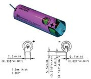 Tadiran TL-5903/PT, 3.6 Volt 2400 mAh Lithium AA Battery w/3 Pins