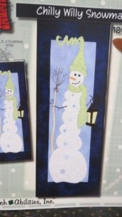 "Chilly Willy Snowman" 12" X 32"Wall or Door Hanging    With Buttons