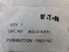 Eaton M22-D-S-K11 Pushbuttons Non-Illuminated 1NO 1NC Black EA NEMA 3/3R/4/4X/12/13 Watertight/Oiltight