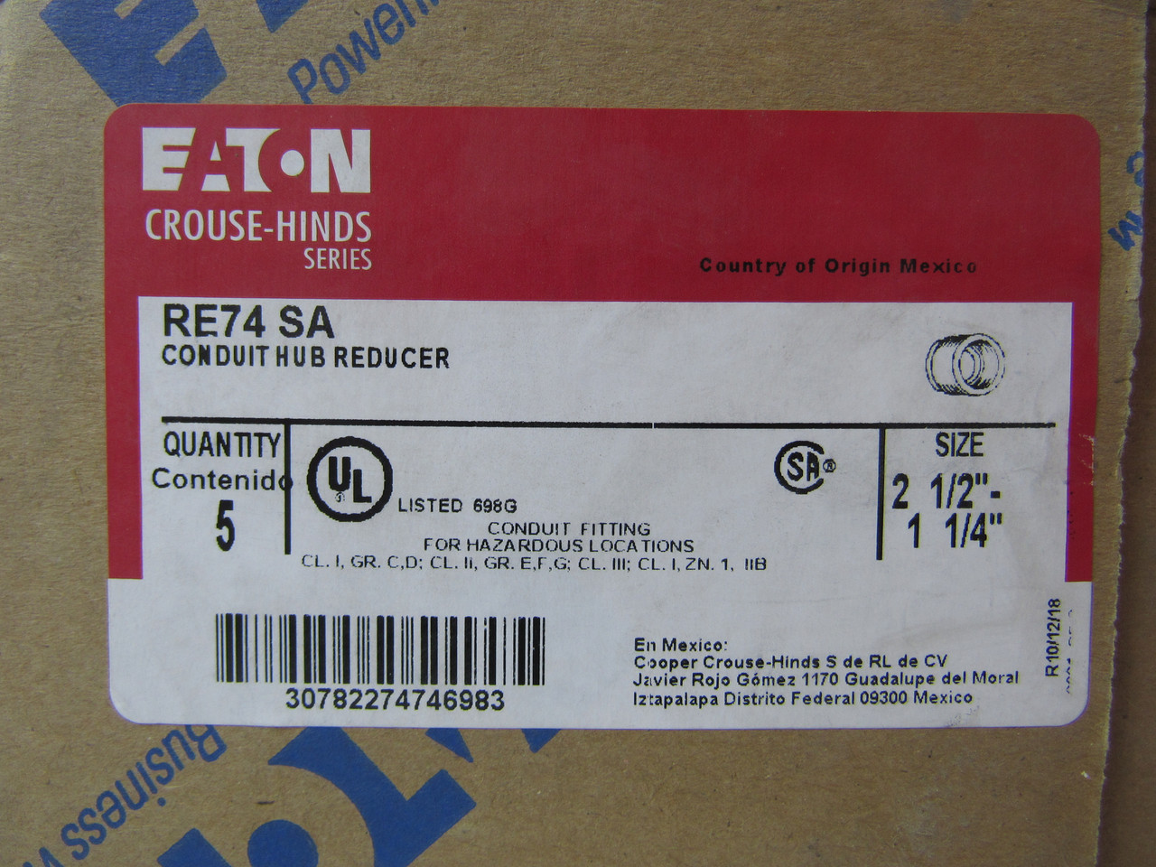 Eaton RE74SA Bushings/Knockout Seals/Locknuts Conduit Hub Reducer EA