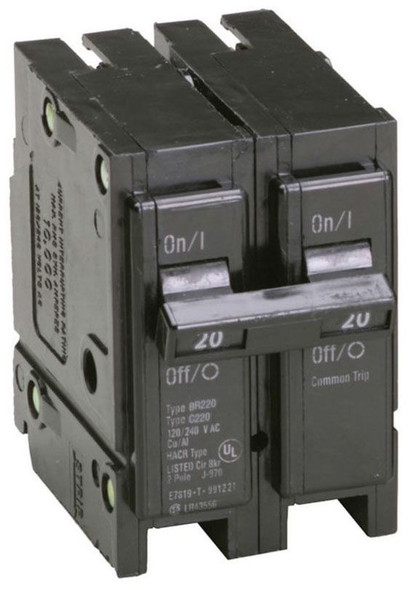 Crouse-Hinds BR220 Miniature Circuit Breakers (MCBs) 2P 20A 120/240V