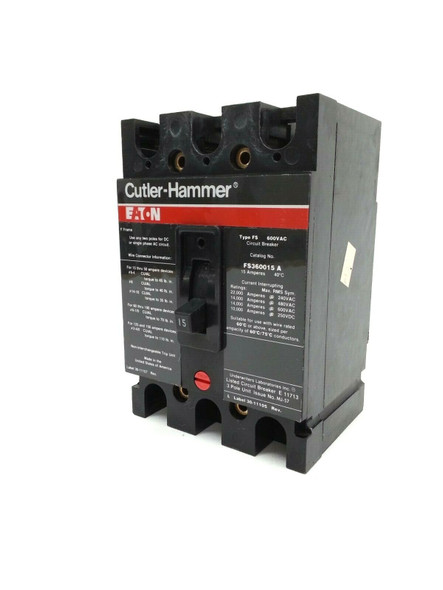 Cutler-Hammer FS360015A Molded Case Breakers (MCCBs) 3P 15A 50/60Hz 3Ph EA