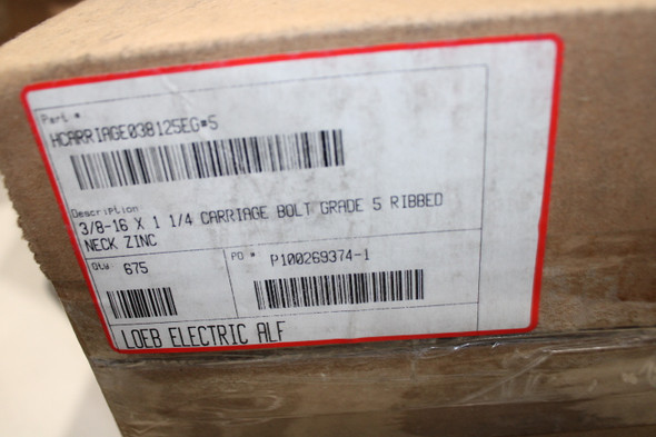 Loeb Electric HCARRIAGE038125EG Nuts/Bolts/Screws/Washers 675BOX