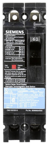 Siemens ED42B060 Molded Case Breakers (MCCBs)