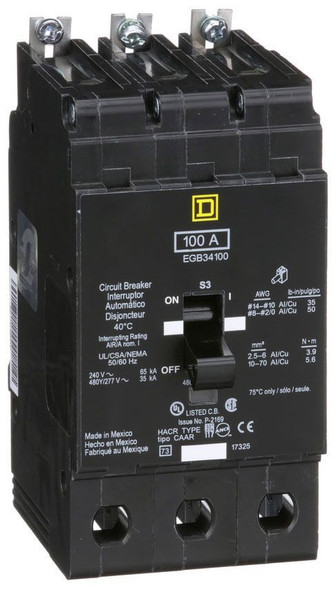 Square D EGB34100 Miniature Circuit Breakers (MCBs)