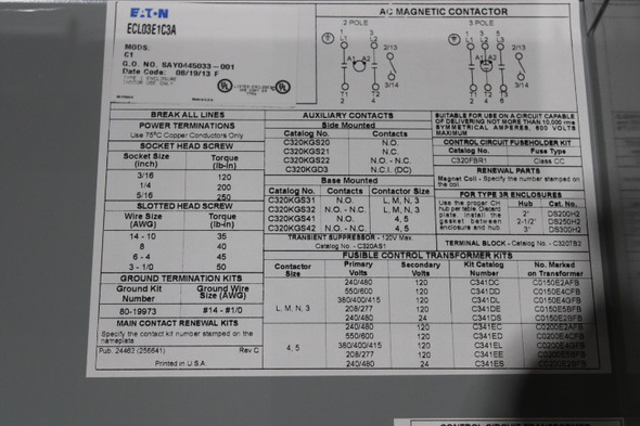 Eaton ECL03E1C3A-MOD-C1 Enclosed Contactors EA