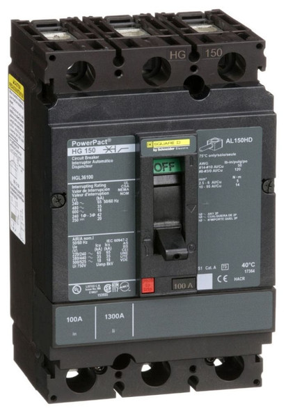 Square D HGL36100 Molded Case Breakers (MCCBs)