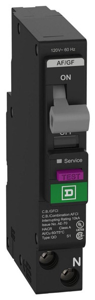Square D QO115PAFGF Arc-Fault And Ground Fault Circuit Breaker