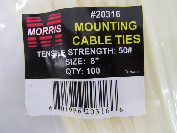 Morris Products 20316 Misc. Cable and Wire Accessories Cable Tie White 100BOX