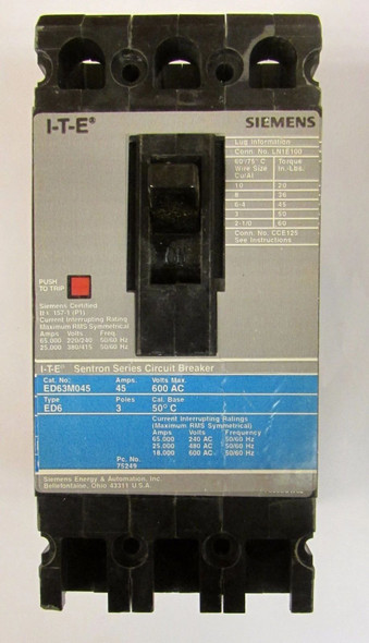 Siemens ED63M045 Molded Case Breakers (MCCBs)