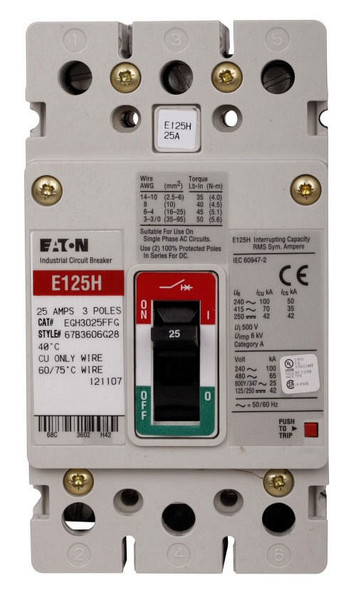 Eaton EGH3025FFB Molded Case Breakers (MCCBs)