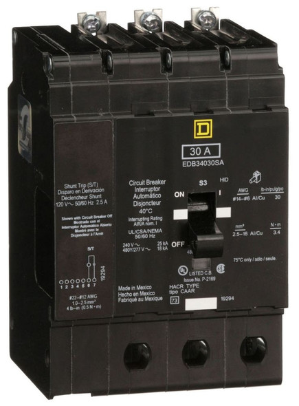 Square D EDB34030SA Molded Case Breakers (MCCBs)
