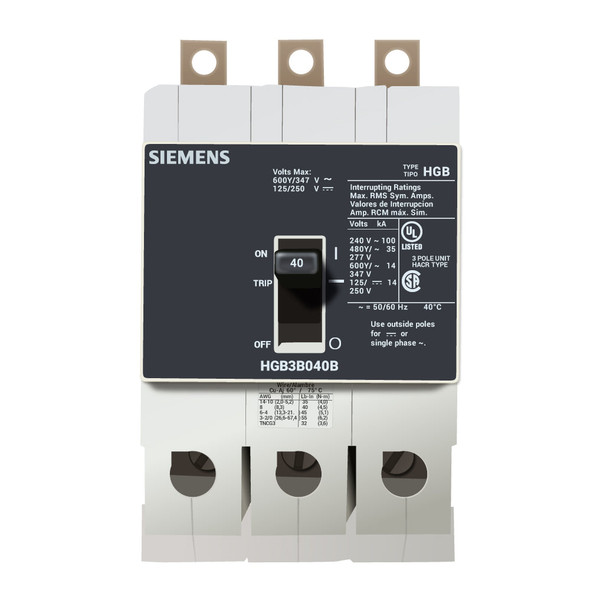 Siemens HGB3B040B Molded Case Breakers (MCCBs)