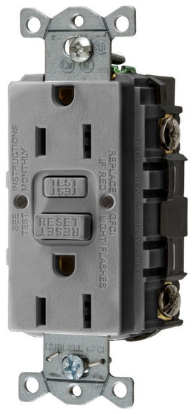 Hubbell GFRST15GY Self-Test Gfci Receptacle