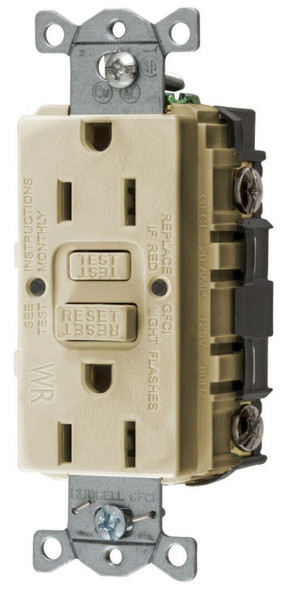 Hubbell GFWRST15I Standard, Heavy Duty 15A Ivory Self-Test Gfci Receptacle