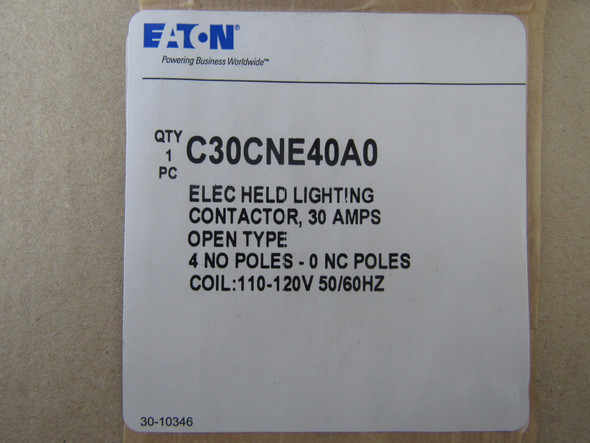 Eaton C30CNE40A0 Lighting Contactors Electrically Held 4P 30A 120V 50/60Hz 4NO
