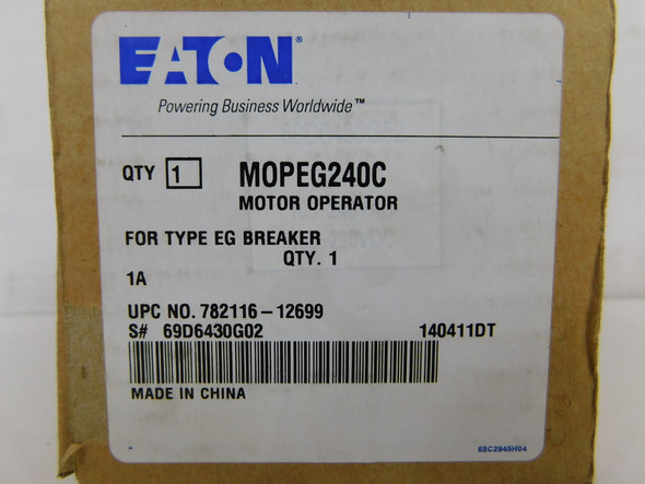 Eaton MOPEG240C Circuit Breaker Accessories Motor Operator 1A 240V EG Frame