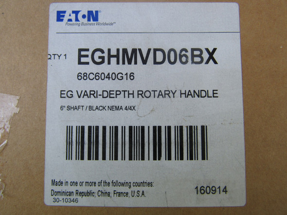 Eaton EGHMVD06BX Circuit Breaker Accessories S2 Handle Mechanism EG Frame NEMA 4/4X Black