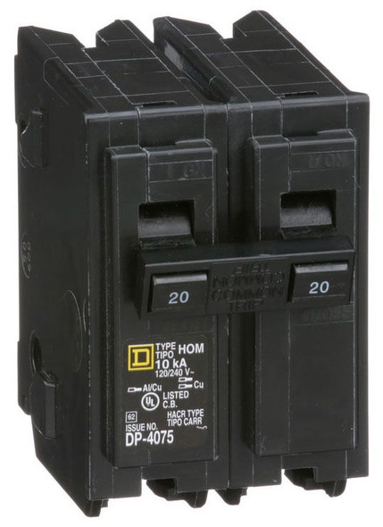 Square D HOM220 Miniature Circuit Breakers (MCBs) 2P 20A 120V