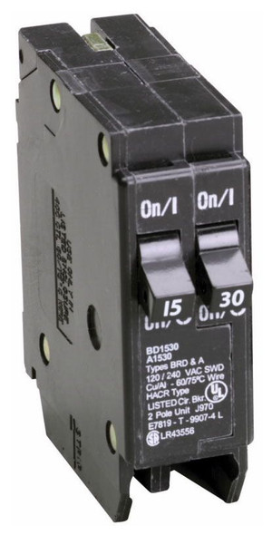 Eaton BD1530 Miniature Circuit Breakers (MCBs) BD 1P 15A/30A 240V 50/60Hz 1Ph EA