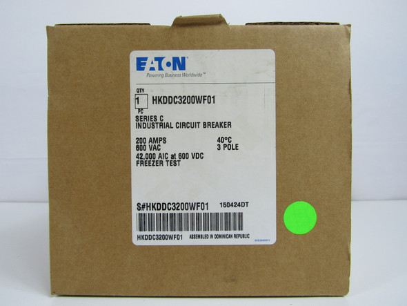 Eaton HKDDC3200WF01 Molded Case Breakers (MCCBs) HKDDC 3P 200A 600V 50/60Hz 3Ph K Frame