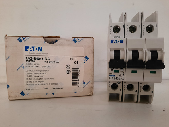 Eaton FAZ-B40/3-NA Miniature Circuit Breakers (MCBs) FAZ 3P 40A 240V 50/60Hz 3Ph