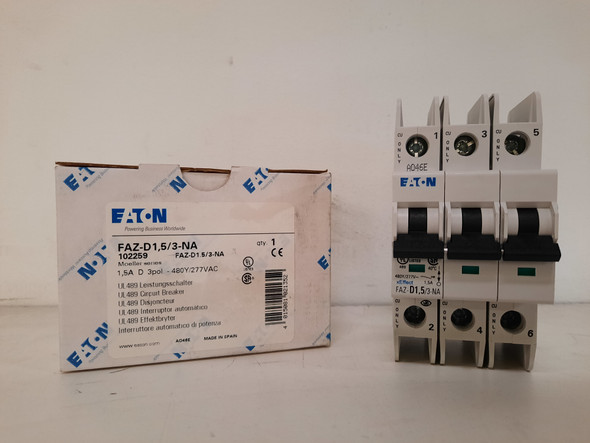 Eaton FAZ-D1.5/3-NA Miniature Circuit Breakers (MCBs) FAZ 3P 1.5A 277V 50/60Hz 3Ph