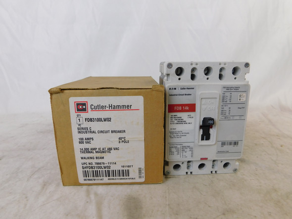 Eaton FDB3100LW02 Molded Case Breakers (MCCBs) FDB 3P 100A 600V 50/60Hz 3Ph F Frame