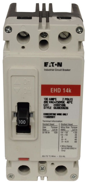 Eaton EHD2050 Molded Case Breakers (MCCBs) 2P 50A 480V EA