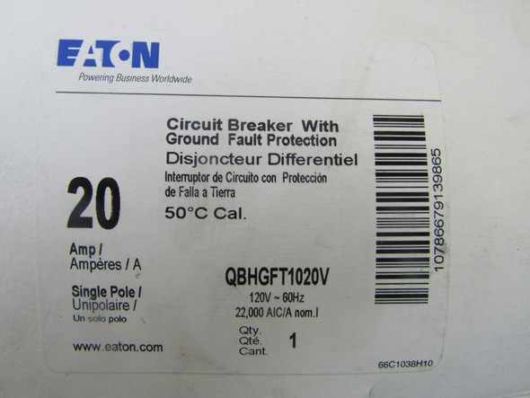 Eaton QBHGFT1020H08 Miniature Circuit Breakers (MCBs)
