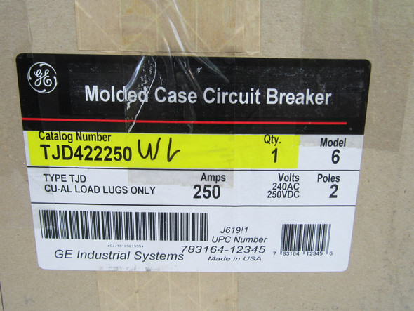 GE TJD422250 Molded Case Breakers (MCCBs) TJD 2P 250A 240V 50/60Hz 1Ph J Frame