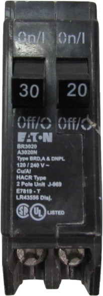 Eaton BR3020 Miniature Circuit Breakers (MCBs) BR 1P 30A/20A 240V 50/60Hz 1Ph EA