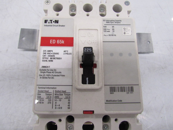 Eaton ED3225 Molded Case Breakers (MCCBs) 3P 225A EA