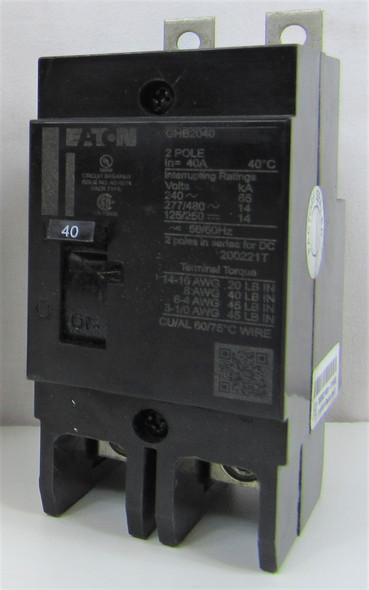Eaton GHB2040 Molded Case Breakers (MCCBs) GHB 2P 40A 480V 50/60Hz 2Ph G Frame EA