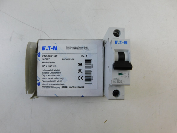 Eaton FAZ-D20/1-SP Miniature Circuit Breakers (MCBs) FAZ 1P 20A 240V 50/60Hz 1Ph EA