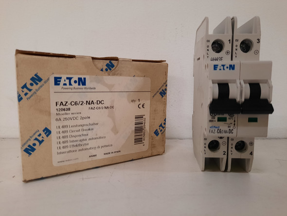 Eaton FAZ-C6/2-NA-DC Miniature Circuit Breakers (MCBs) FAZ 2P 6A 250V 50/60Hz 1Ph EA