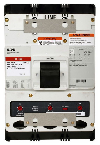 Eaton HLD3600 Molded Case Breakers (MCCBs) HLD 3P 600A 600V 50/60Hz 3Ph L Frame EA