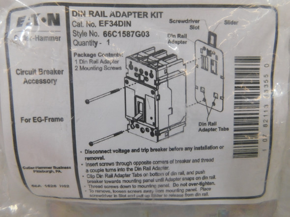 Eaton EF34DIN Circuit Breaker Accessories Din Rail Adapter EG Frame EA