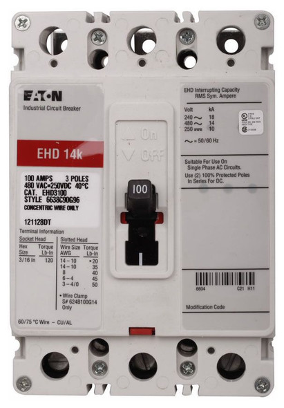 Eaton EHD3030 Molded Case Breakers (MCCBs) EHD 3P 30A 480V 50/60Hz 3Ph F Frame EA