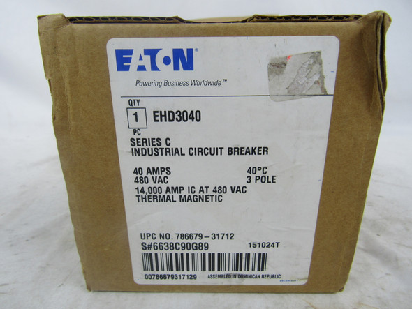 Eaton EHD3040 Molded Case Breakers (MCCBs) 3P 40A 480V