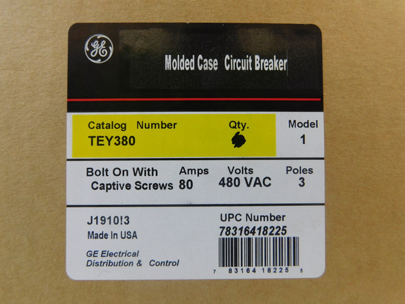 GENERAL ELECTRIC TEY380 Miniature Circuit Breakers (MCBs) EA