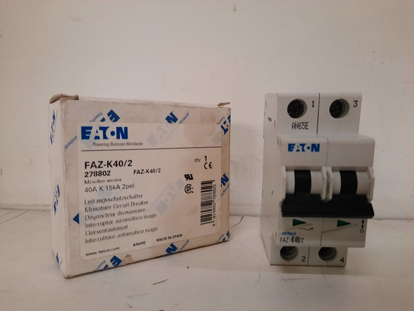 Eaton FAZ-K40/2 Miniature Circuit Breakers (MCBs) FAZ 2P 40A 120/240V 50/60Hz 1Ph