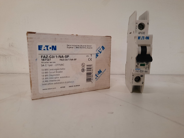 Eaton FAZ-C3/1-NA-SP Miniature Circuit Breakers (MCBs) FAZ 1P 3A 277V 50/60Hz 1Ph EA