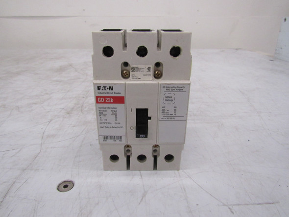 Eaton GD3020 Molded Case Breakers (MCCBs) GD 3P 20A 480V 50/60Hz 3Ph G Frame
