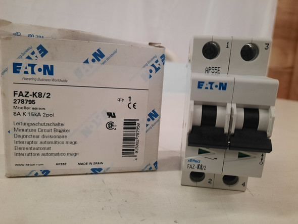 Eaton FAZ-K8/2 Miniature Circuit Breakers (MCBs) FAZ 2P 8A 120/240V 50/60Hz 1Ph