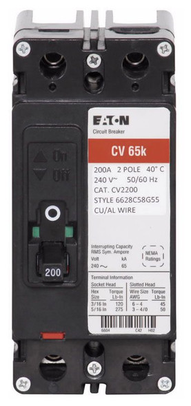 Eaton CVS2200XMM Molded Case Breakers (MCCBs) CVS 2P 200A 240V 50/60Hz 2Ph EA