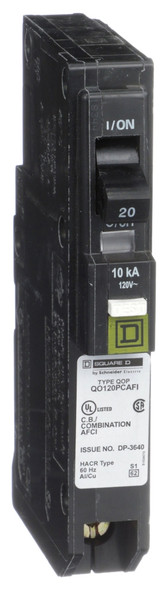 Schneider Electric QO120PCAFIC Miniature Circuit Breakers (MCBs) QO 1P 20A 120V 50/60Hz 1Ph