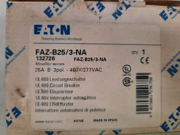 Eaton FAZ-B25/3-NA Miniature Circuit Breakers (MCBs) FAZ 3P 25A 480V 50/60Hz 3Ph