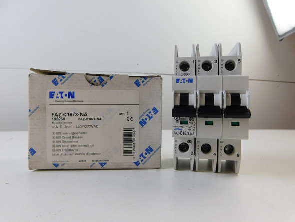 Eaton FAZ-C16/3-NA Miniature Circuit Breakers (MCBs) FAZ 3P 16A 480V 50/60Hz 3Ph EA